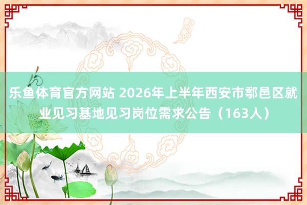 乐鱼体育官方网站 2026年上半年西安市鄠邑区就业见习基地见习岗位需求公告（163人）