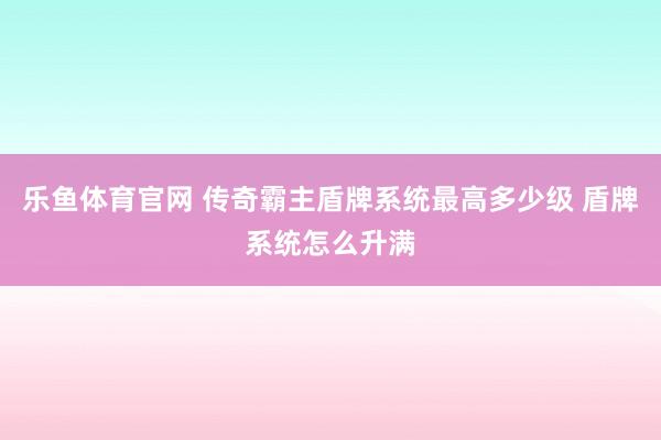 乐鱼体育官网 传奇霸主盾牌系统最高多少级 盾牌系统怎么升满