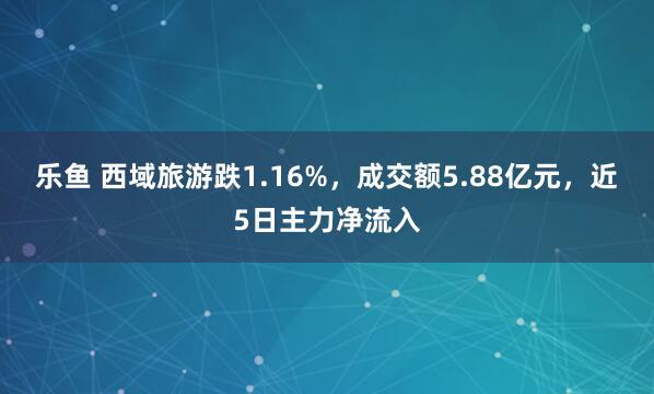 乐鱼 西域旅游跌1.16%，成交额5.88亿元，近5日主力净流入
