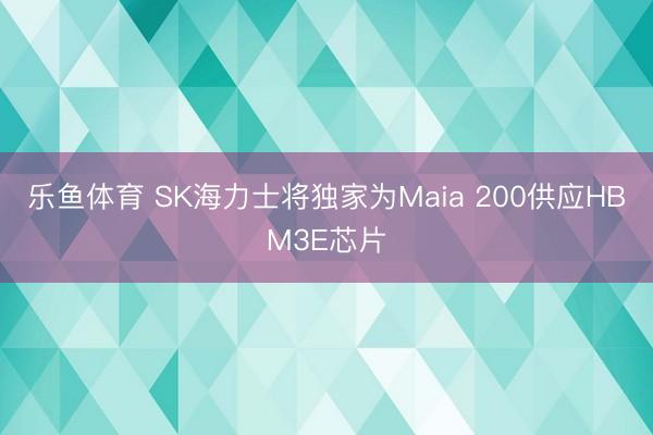 乐鱼体育 SK海力士将独家为Maia 200供应HBM3E芯片