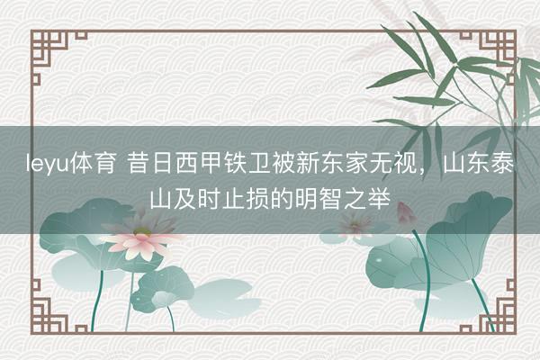 leyu体育 昔日西甲铁卫被新东家无视，山东泰山及时止损的明智之举
