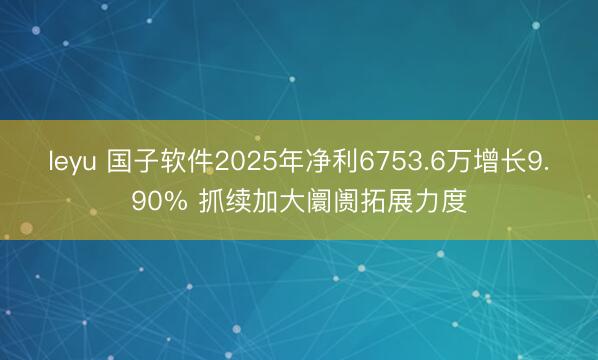 leyu 国子软件2025年净利6753.6万增长9.90% 抓续加大阛阓拓展力度