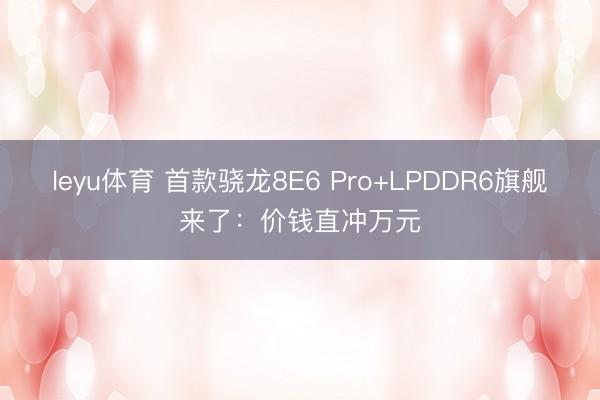 leyu体育 首款骁龙8E6 Pro+LPDDR6旗舰来了：价钱直冲万元