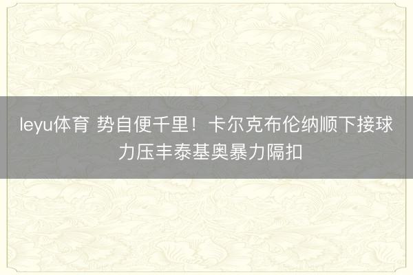 leyu体育 势自便千里！卡尔克布伦纳顺下接球 力压丰泰基奥暴力隔扣