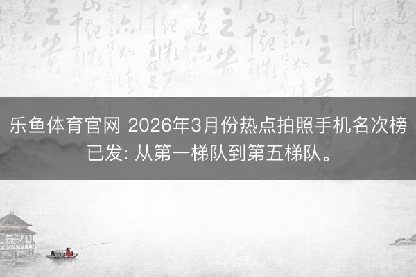 乐鱼体育官网 2026年3月份热点拍照手机名次榜已发: 从第一梯队到第五梯队。