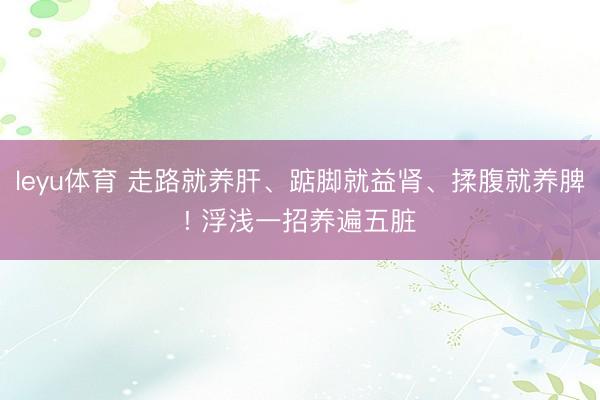 leyu体育 走路就养肝、踮脚就益肾、揉腹就养脾! 浮浅一招养遍五脏