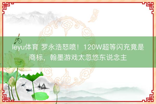 leyu体育 罗永浩怒喷！120W超等闪充竟是商标，翰墨游戏太忽悠东说念主
