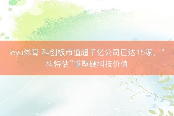 leyu体育 科创板市值超千亿公司已达15家，“科特估”重塑硬科技价值