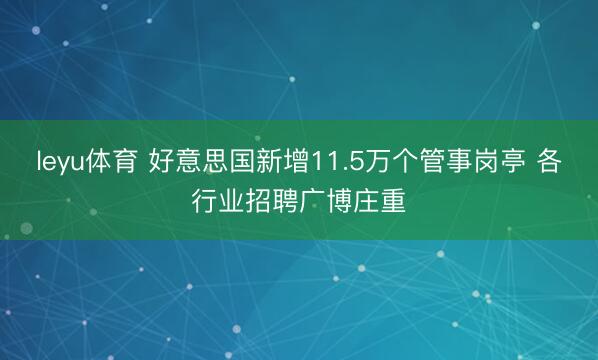 leyu体育 好意思国新增11.5万个管事岗亭 各行业招聘广博庄重